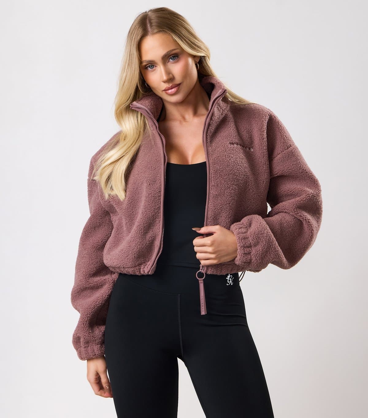 Gym King Women's Brown Croppe Borg Zip Up Top Gym King New Look