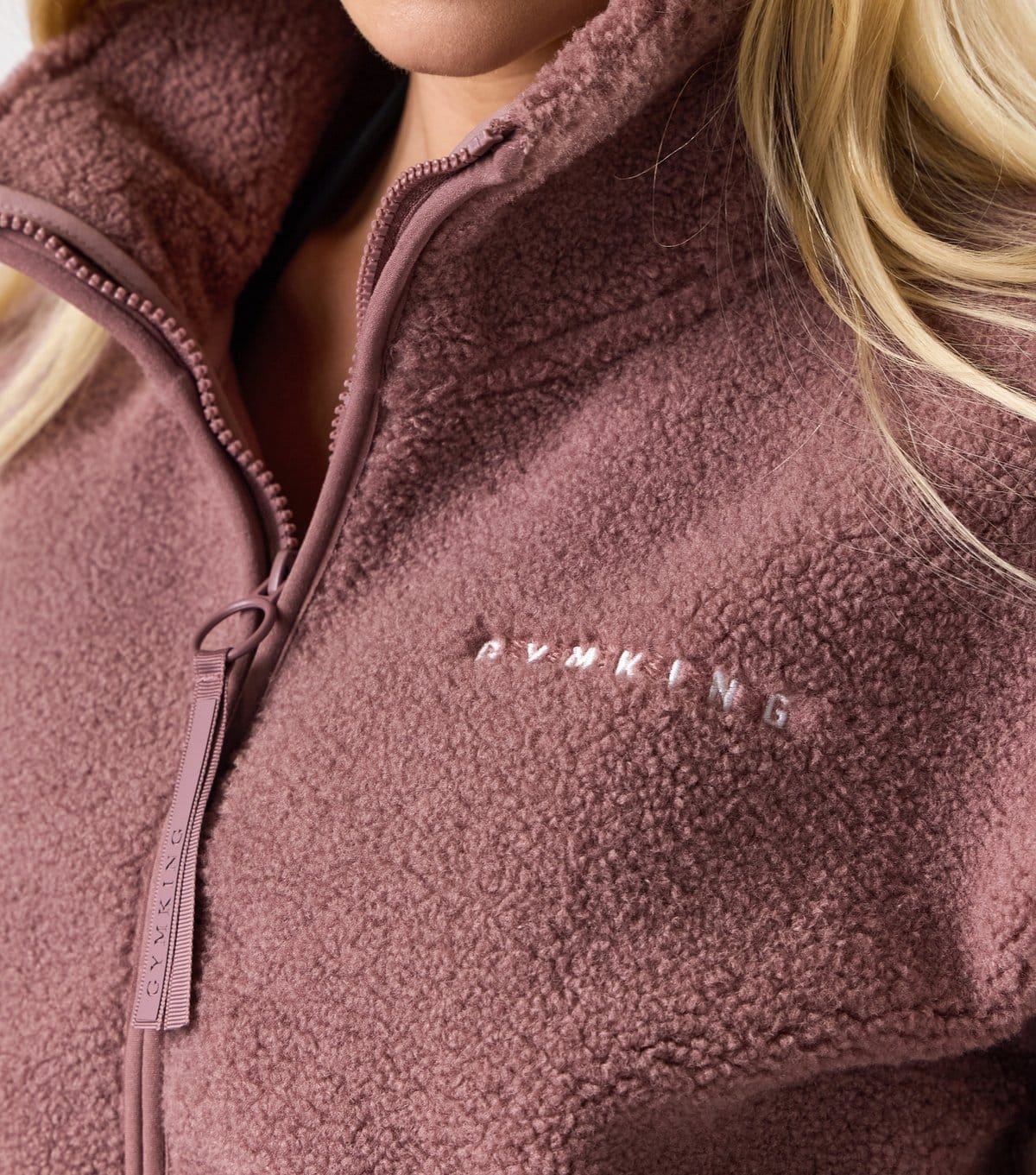 Gym King Women's Brown Croppe Borg Zip Up Top Gym King New Look - 4