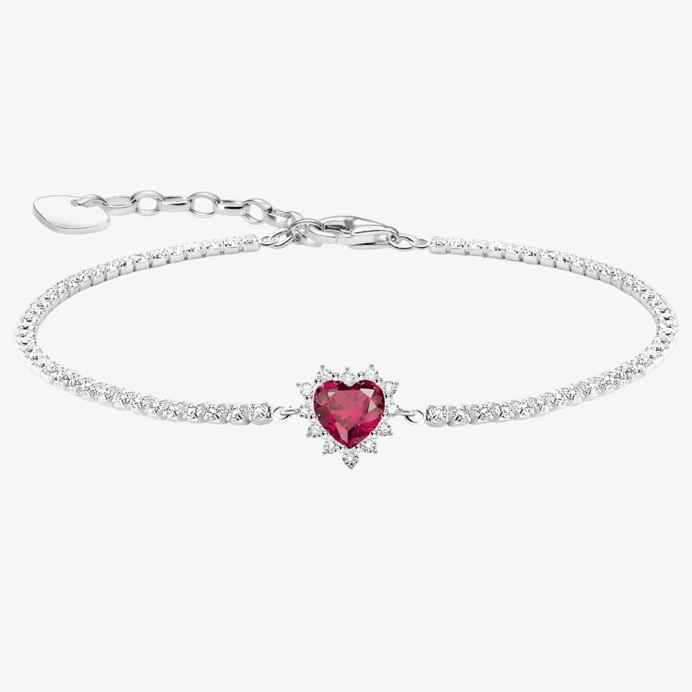 Thomas Sabo THOMAS SABO Women's Romance Silver Ruby & Cubic Zirconia Heart Bracelet A2188-013-10-L19V