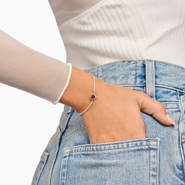 Thomas Sabo THOMAS SABO Women's Romance Silver Ruby & Cubic Zirconia Heart Bracelet A2188-013-10-L19V - 2