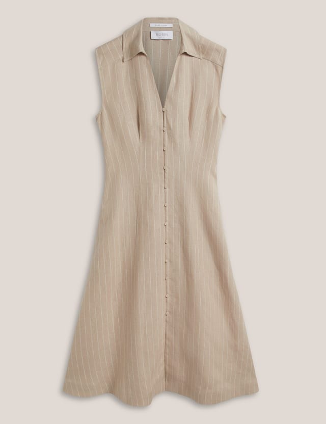 Hobbs London Hobbs London Women's Charlize Button-Front Collared Dress in Light Beige - 2