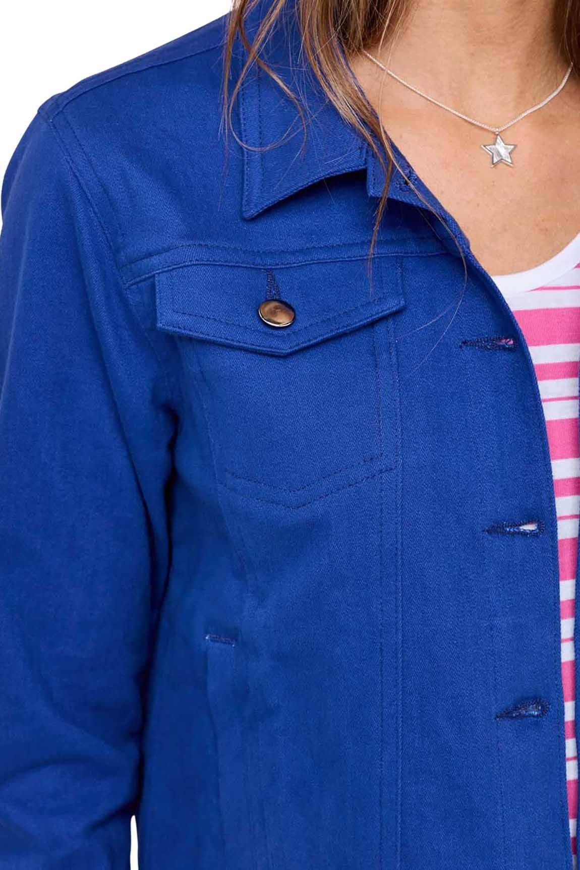Amber Amber Stretch Cotton Western Style Jacket, Classic & Versatile Women's in Cobalt - 4