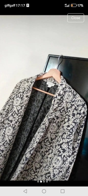 Monsoon Black Pattern Cardigan Open Front Soft Long Jacket Blazer