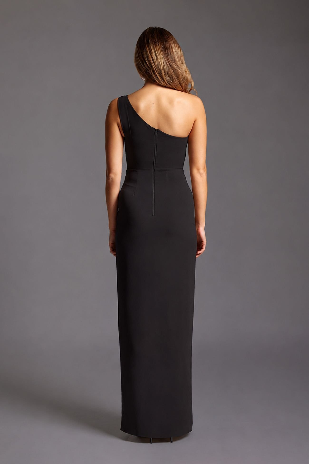 Vesper Vesper Women's One Shoulder Satin Band Maxi Dress in Black - 4