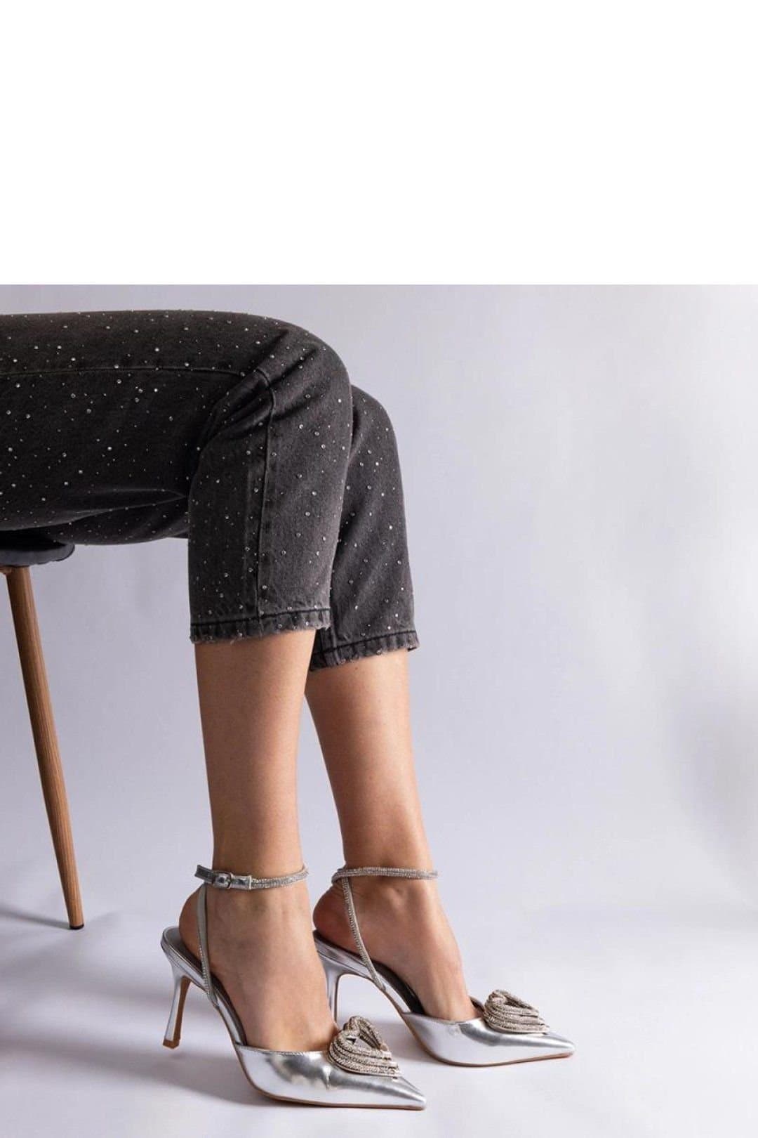 Love Lace Love Lace Women's Silver Zircon Open Heel High Heel Pumps with Buckle Closure
