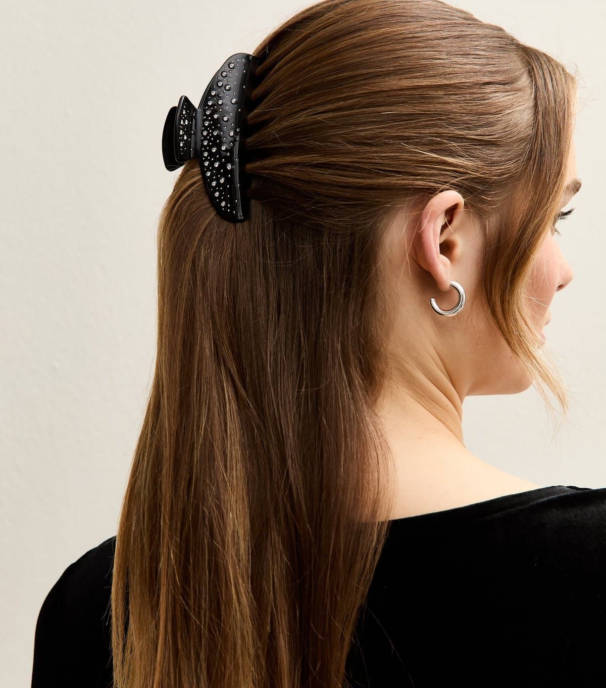 New Look Black Diamante Embellished Curved Hair Clip New Look