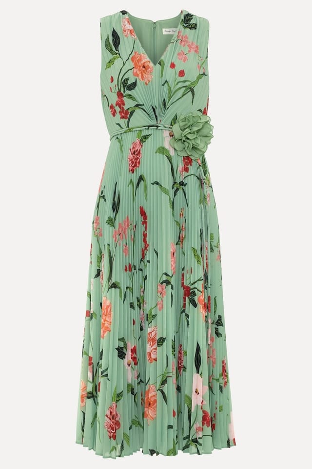Phase Eight Phase Eight Women's Petite Simara Pleated Floral Print Dress in Mint - 2
