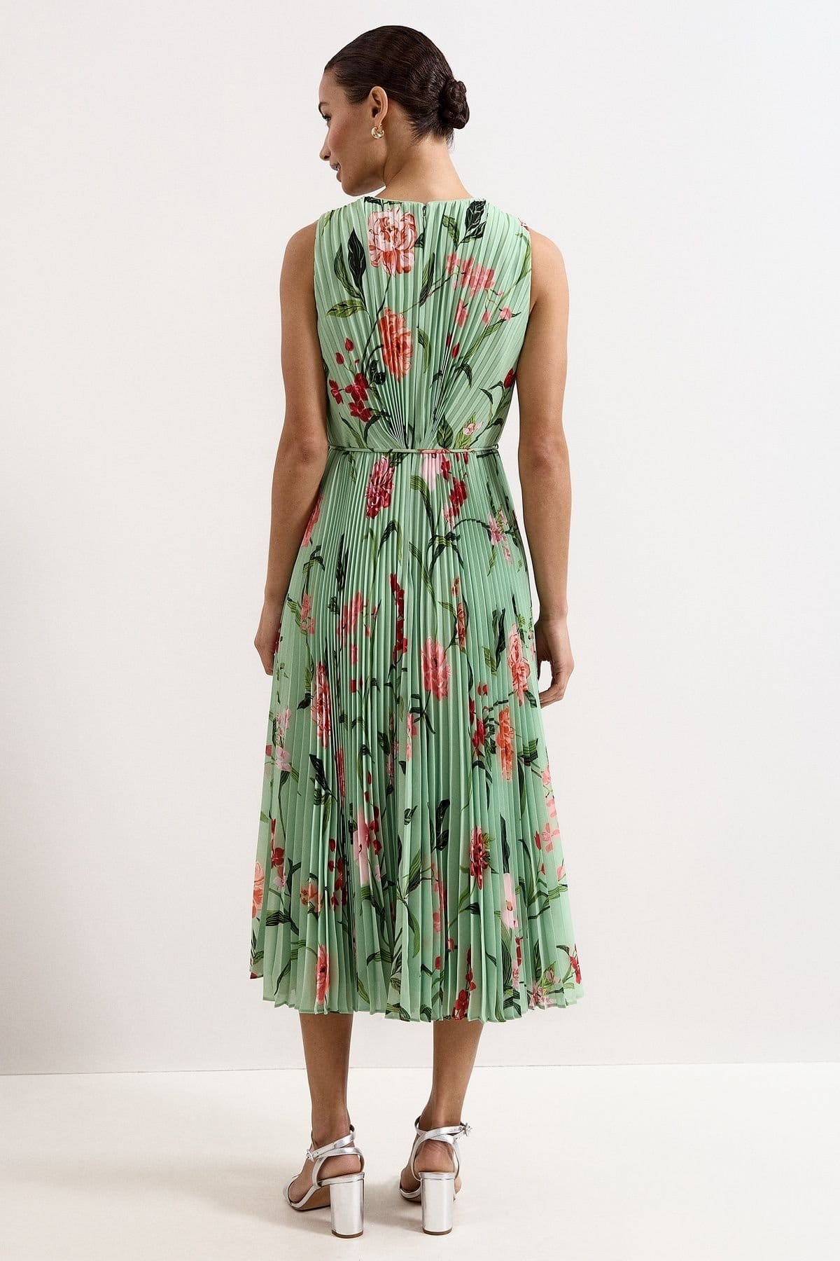 Phase Eight Phase Eight Women's Petite Simara Pleated Floral Print Dress in Mint - 4