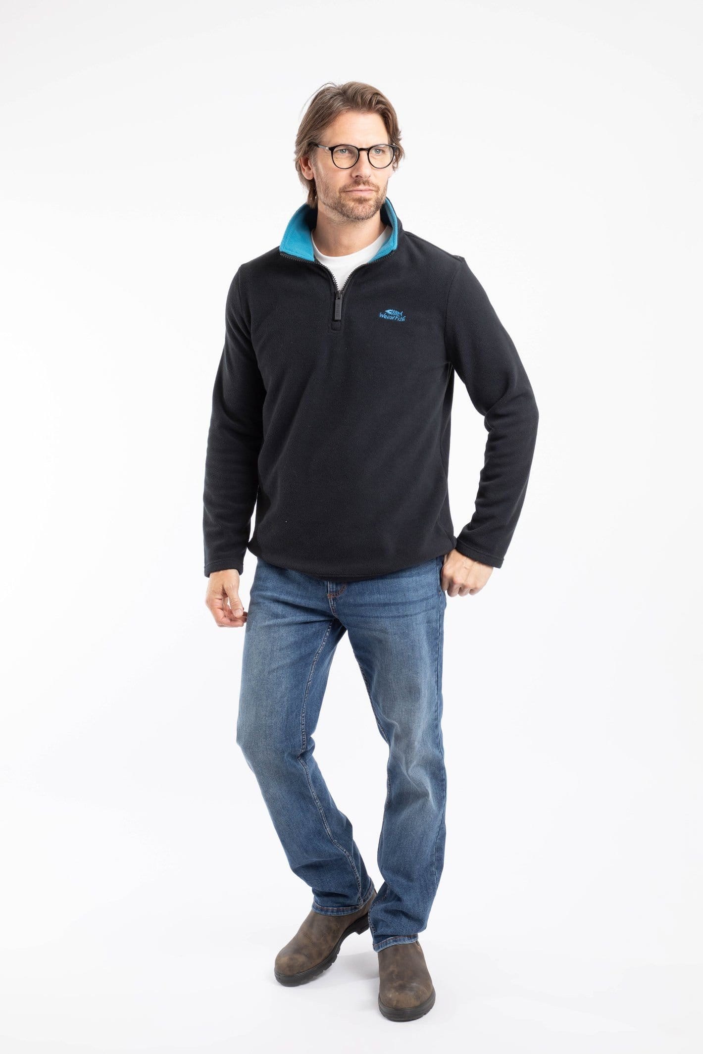 Weird Fish Weird Fish Men's Gene 1/4 Zip Microfleece in Black - 4
