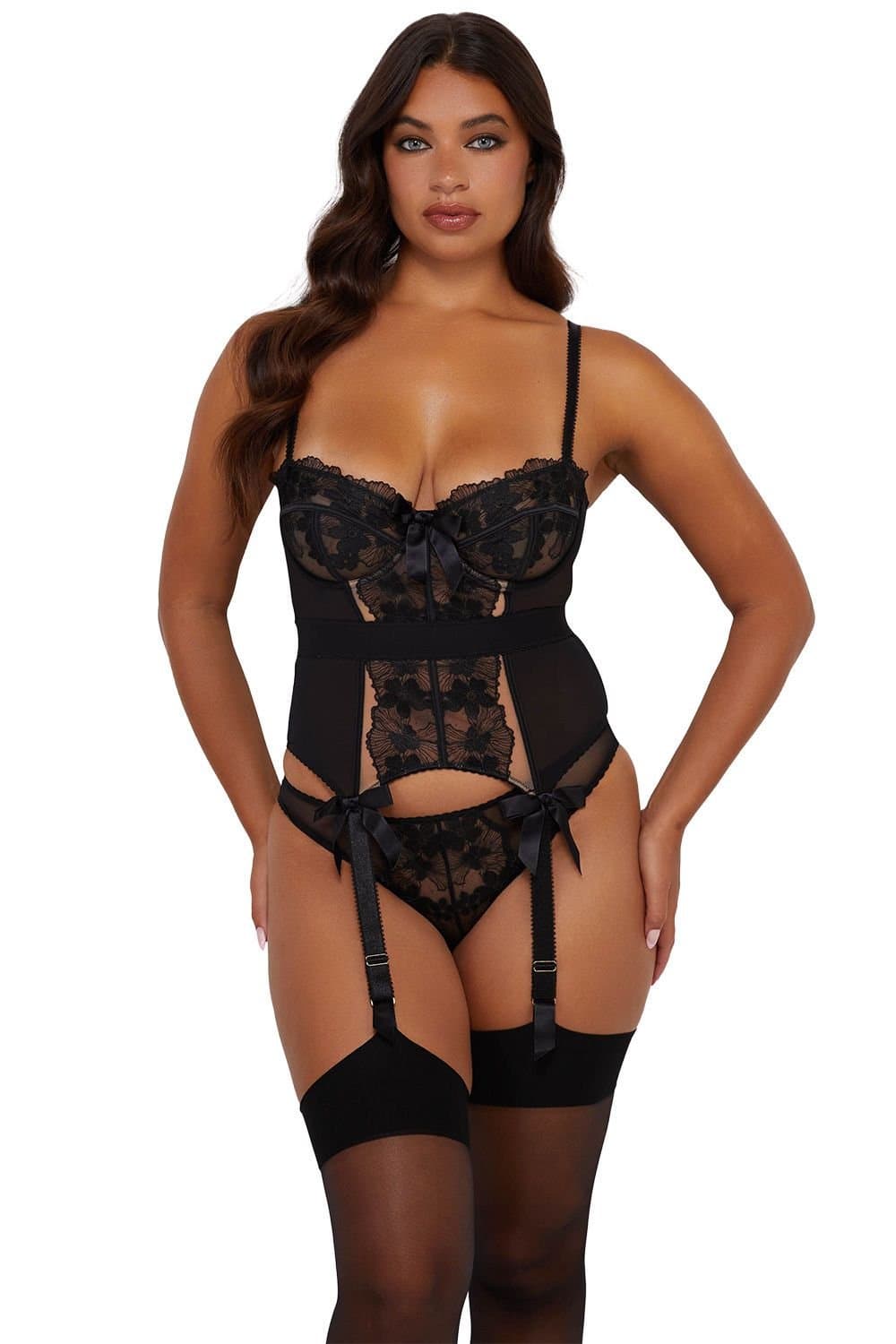 Playful Promises Playful Promises Black Floral Lace Basque