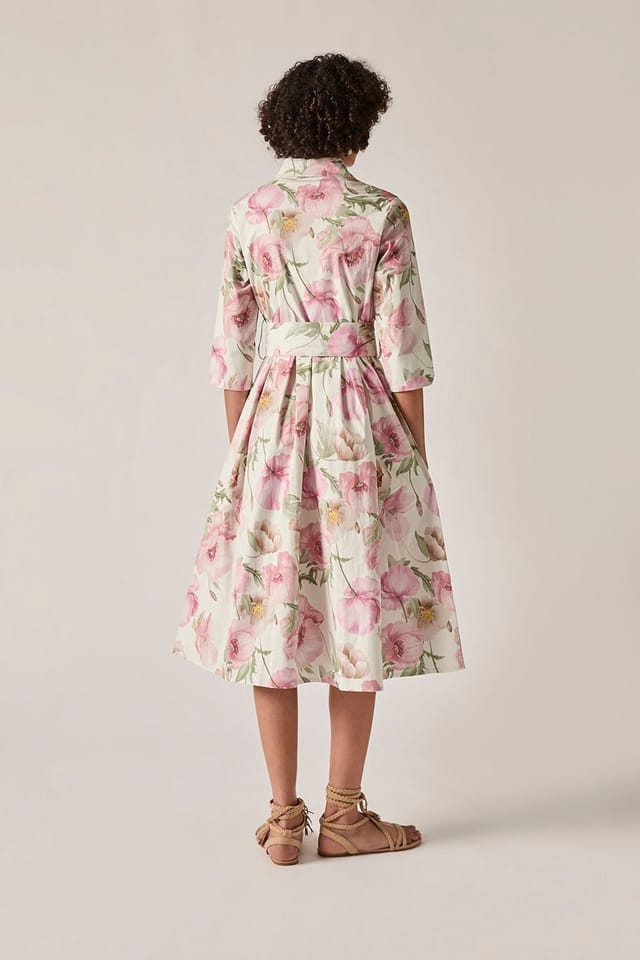 James Lakeland James Lakeland Women's Pink Bloom Cotton Midi Dress in Pale Pink - 2