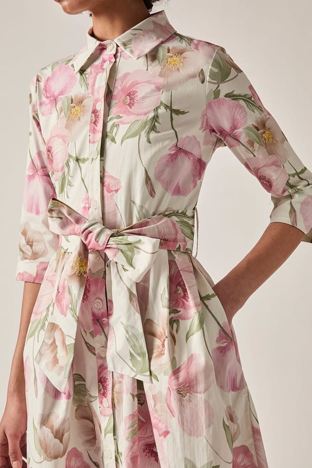 James Lakeland James Lakeland Women's Pink Bloom Cotton Midi Dress in Pale Pink - 3