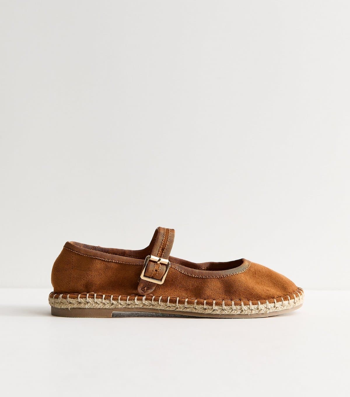 New Look Women's Tan Faux Suede Espadrille Flats Vegan New Look