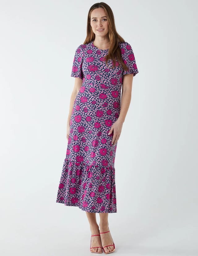 Blue Vanilla Crew Neck Midi Angel Sleeve Tie Open Back Dress - 3