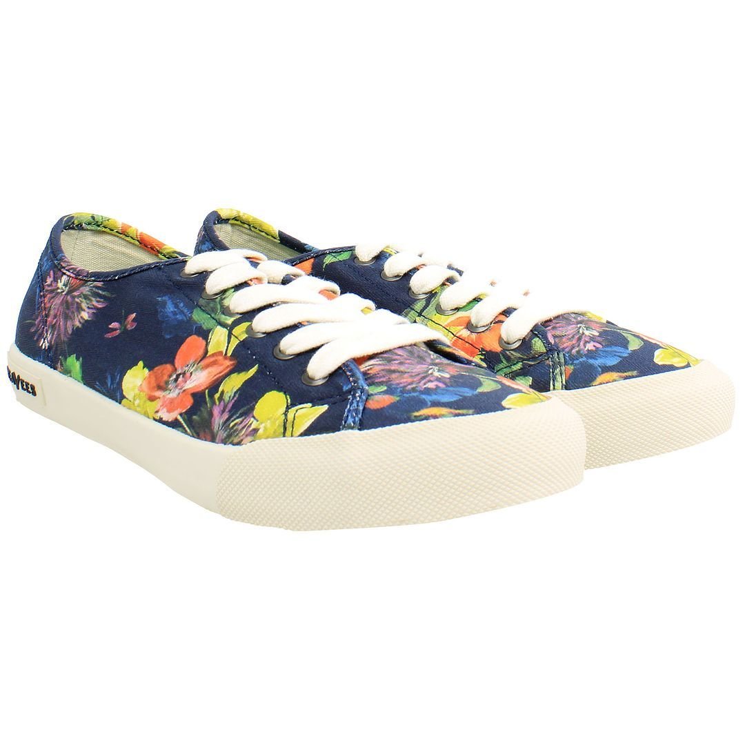 Seavees Seavees Women's Monterey Trina Turk Lace-Up Blue Canvas Plimsolls - 2