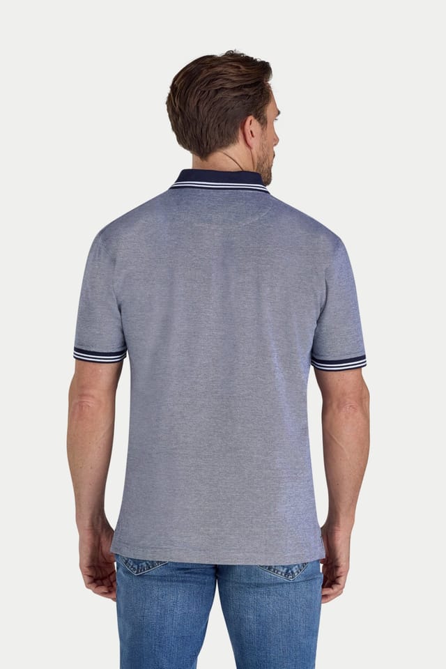 raging bull Raging Bull Men's Tipped Collar Two Tone Pique Polo in Blue - 2