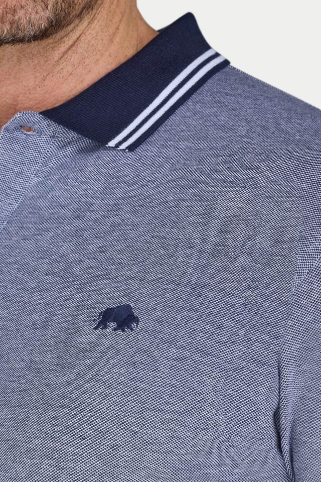 raging bull Raging Bull Men's Tipped Collar Two Tone Pique Polo in Blue - 3