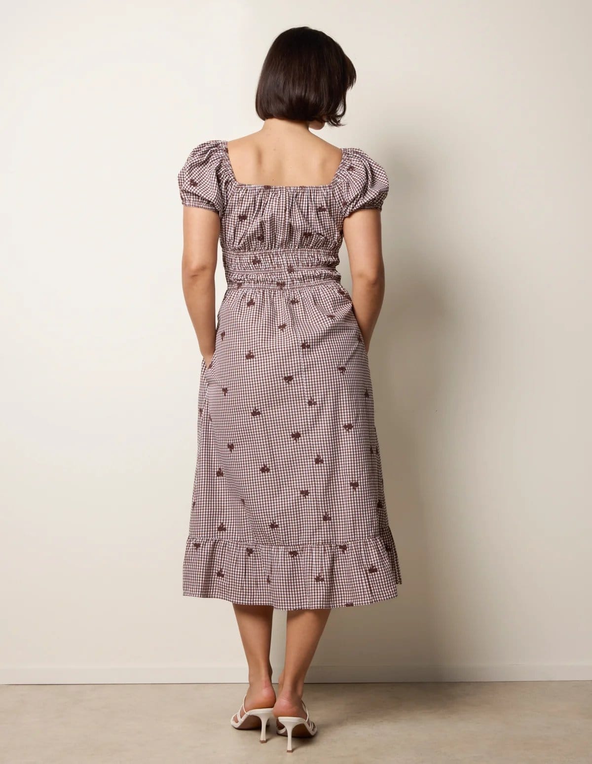 Blue Vanilla Gingham Milkmaid Midi Dress - 4