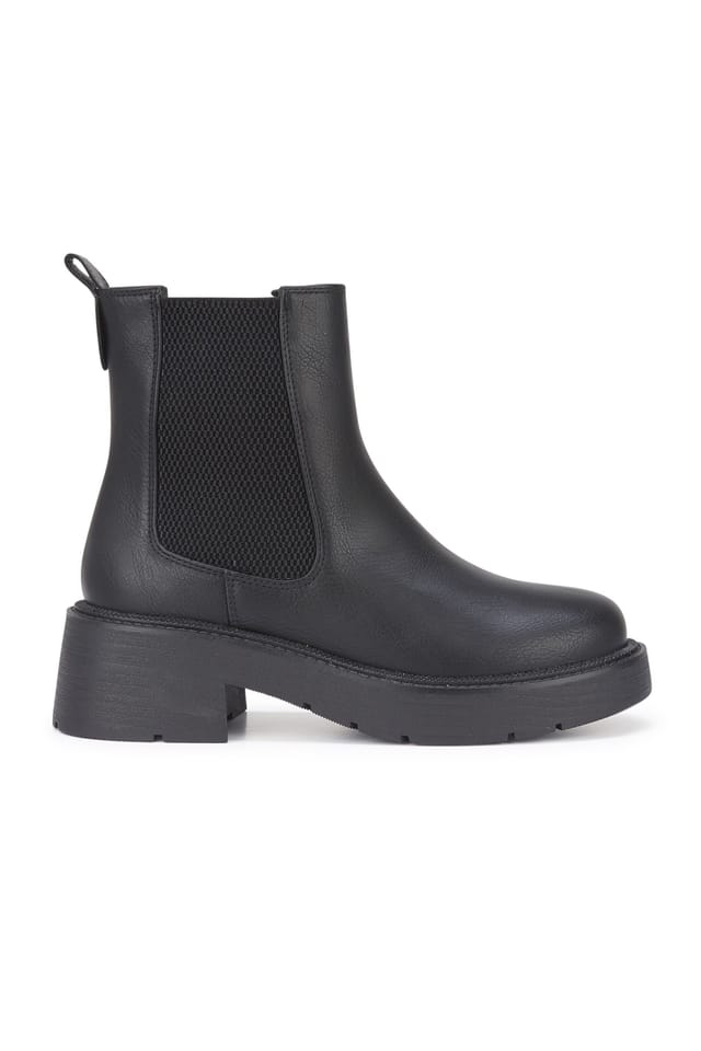 Truffle Collection Truffle Collection Women's Block Heel Casual Chelsea Ankle Boots Round Toe Pull On Shoes in Black - 2