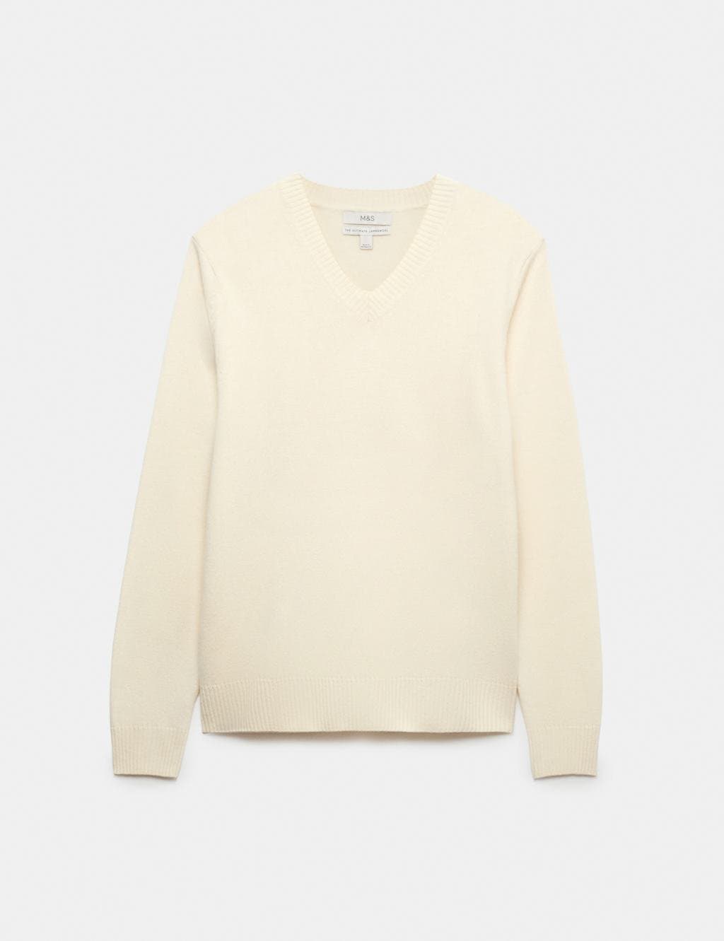 Marks & Spencer M&S Pure Lambswool V-Neck Jumper Ecru