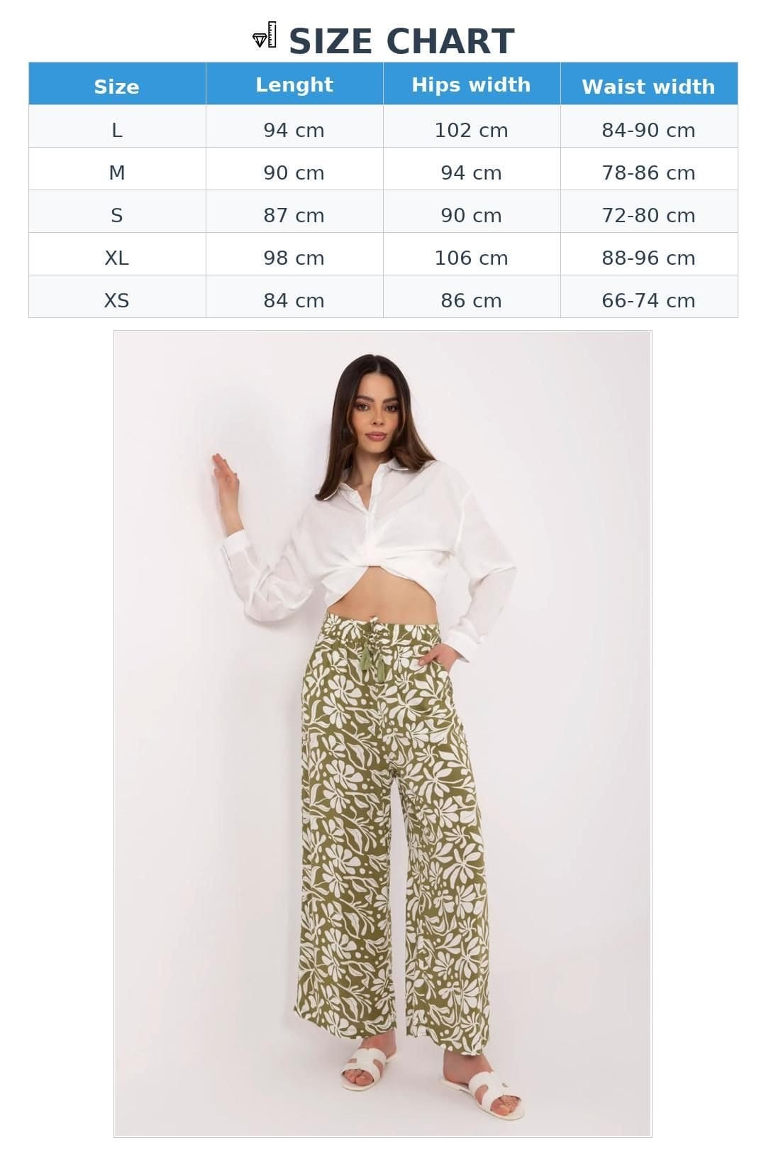 Love Lace Love Lace Women's Light Viscose High Waist Wide Leg Trousers in Green - 4