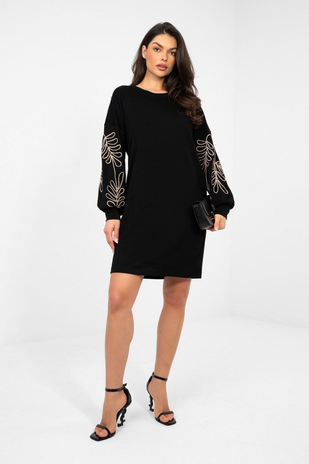 Love Lace Black Viscose Sweatshirt Mini Dress