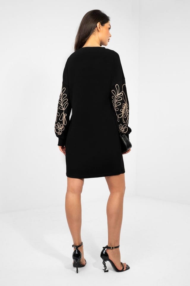 Love Lace Love Lace Women's Soft Butter Viscose Sweatshirt Mini Dress in Black - 2