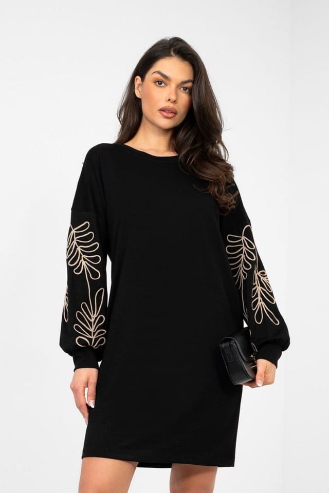 Love Lace Love Lace Women's Soft Butter Viscose Sweatshirt Mini Dress in Black - 3