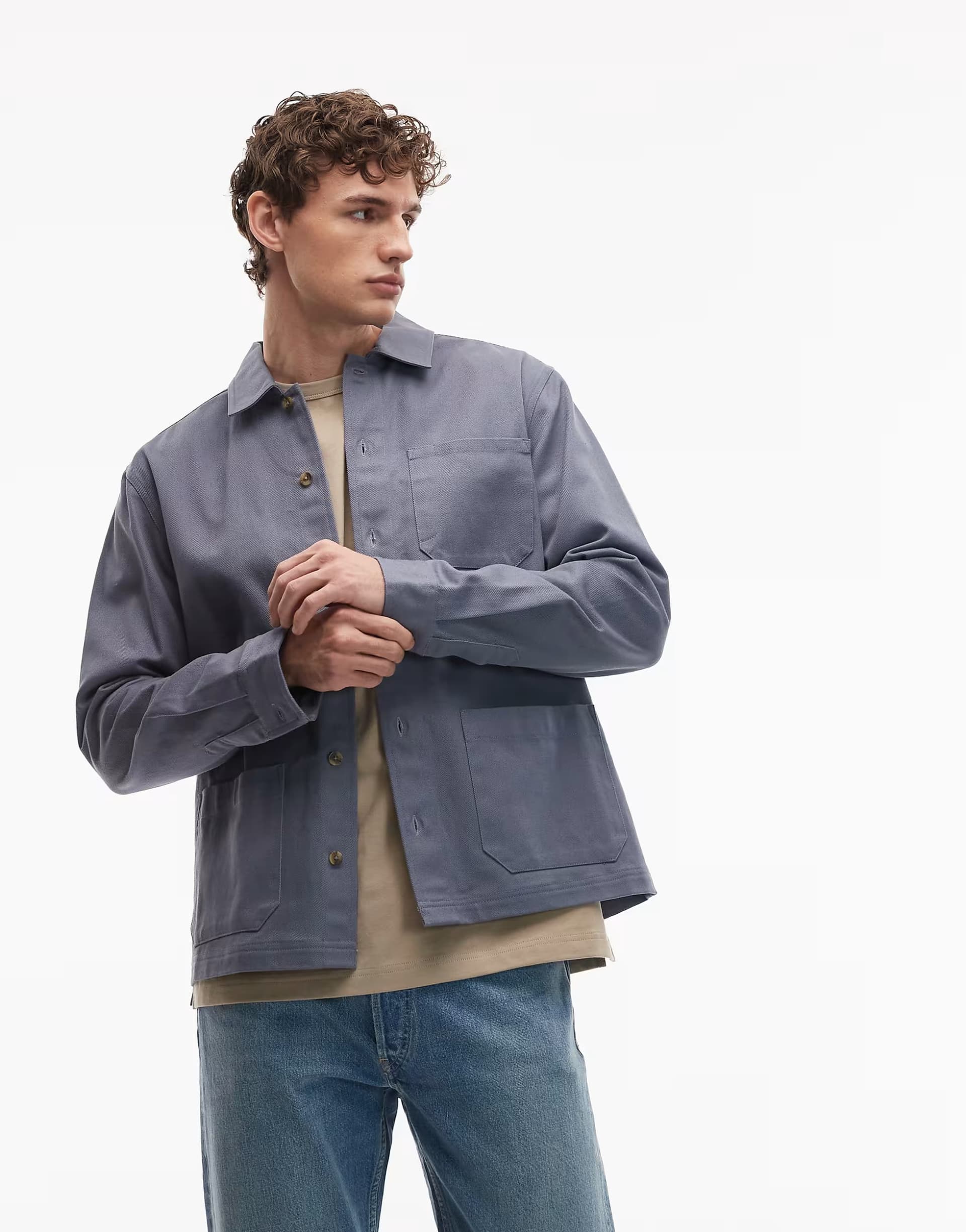 ASOS New Look 3 pocket shacket in grey blue