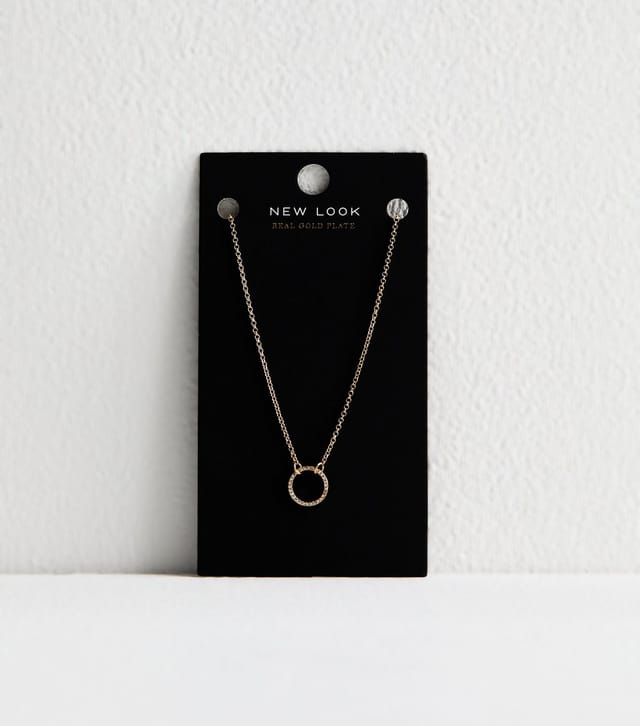 New Look 18ct Gold Plated Diamante Open Circle Pendant Necklace New Look - 3
