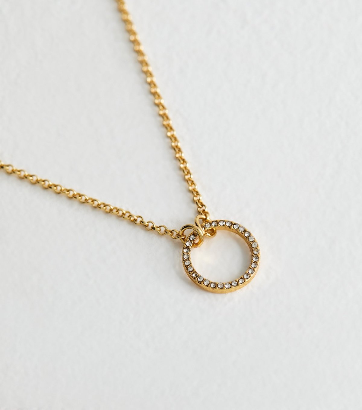 New Look 18ct Gold Plated Diamante Open Circle Pendant Necklace New Look - 4