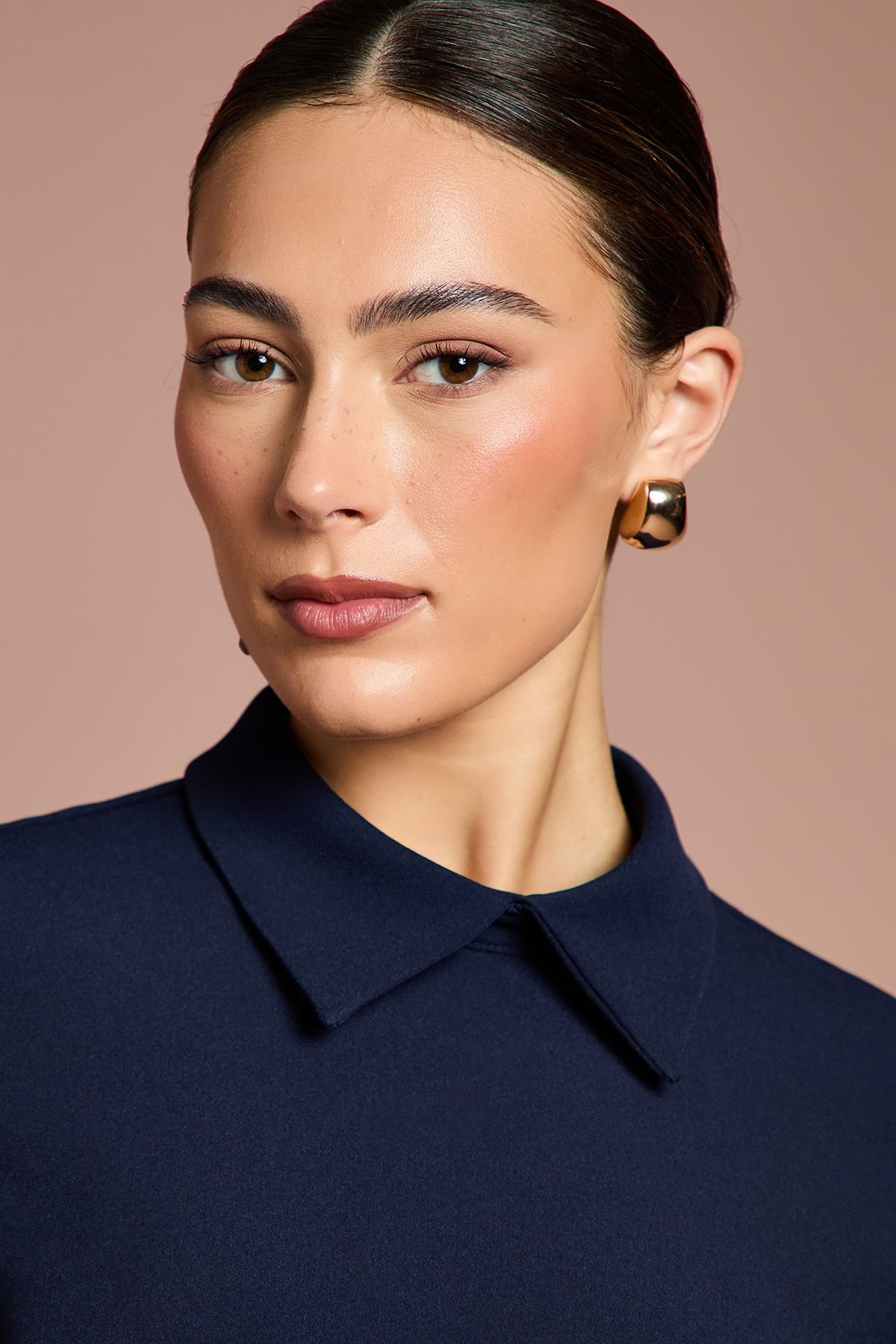 Coast Coast Women's Lisa Tan Belted Full Skirt Crepe Midi Dress in Navy - 4