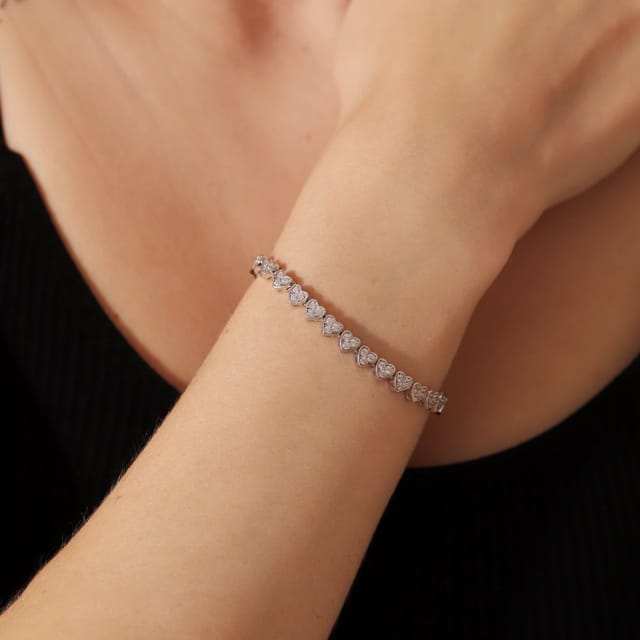 Gold Trip Gold Trip Women's Crystal Heart Slider Bracelet in Silver - 2