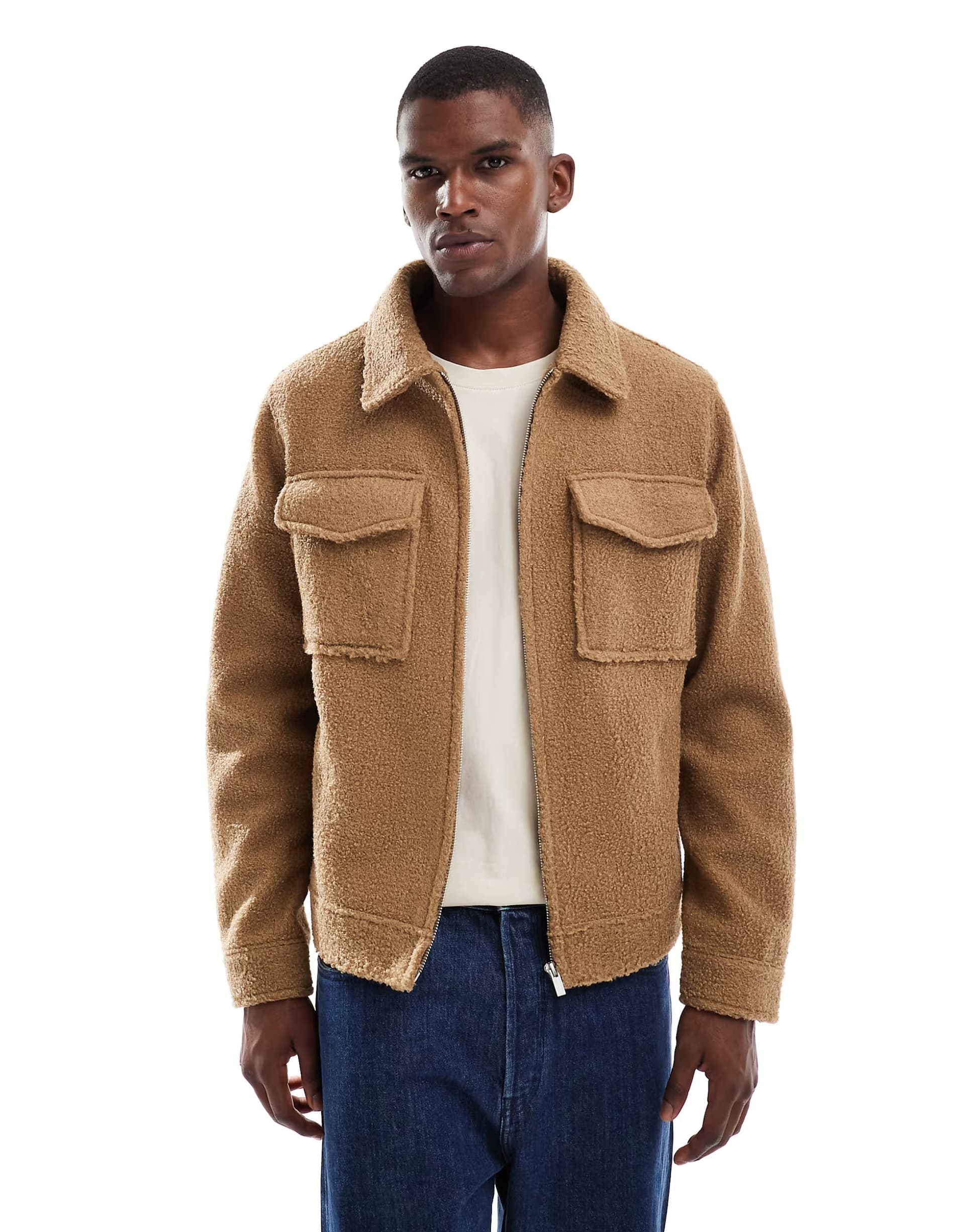 ASOS New Look boucle jacket in brown