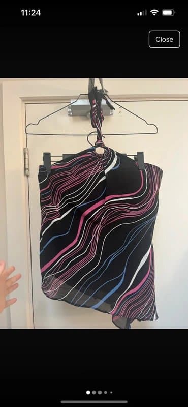 New Look Vintage New Look halter neck wave pattern asymmetrical top