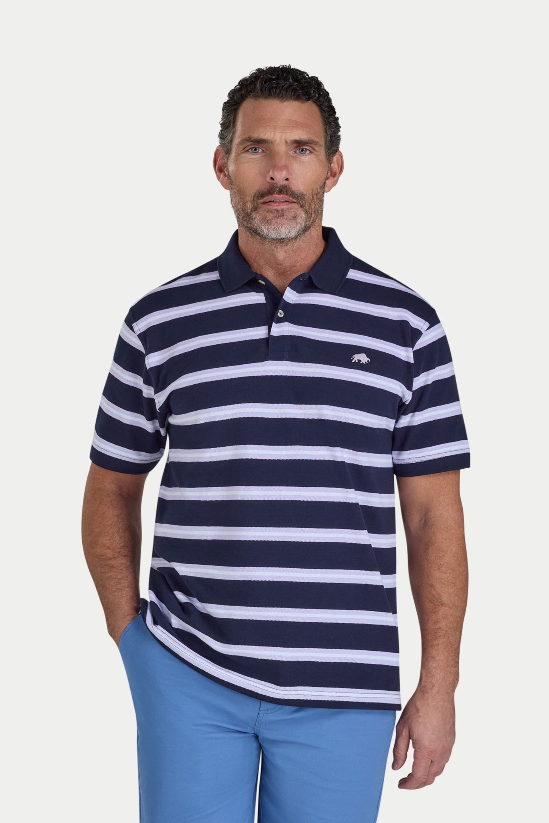 raging bull Raging Bull Men's Trio Stripe Birdseye Pique Polo in Navy
