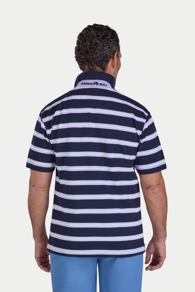 raging bull Raging Bull Men's Trio Stripe Birdseye Pique Polo in Navy - 2