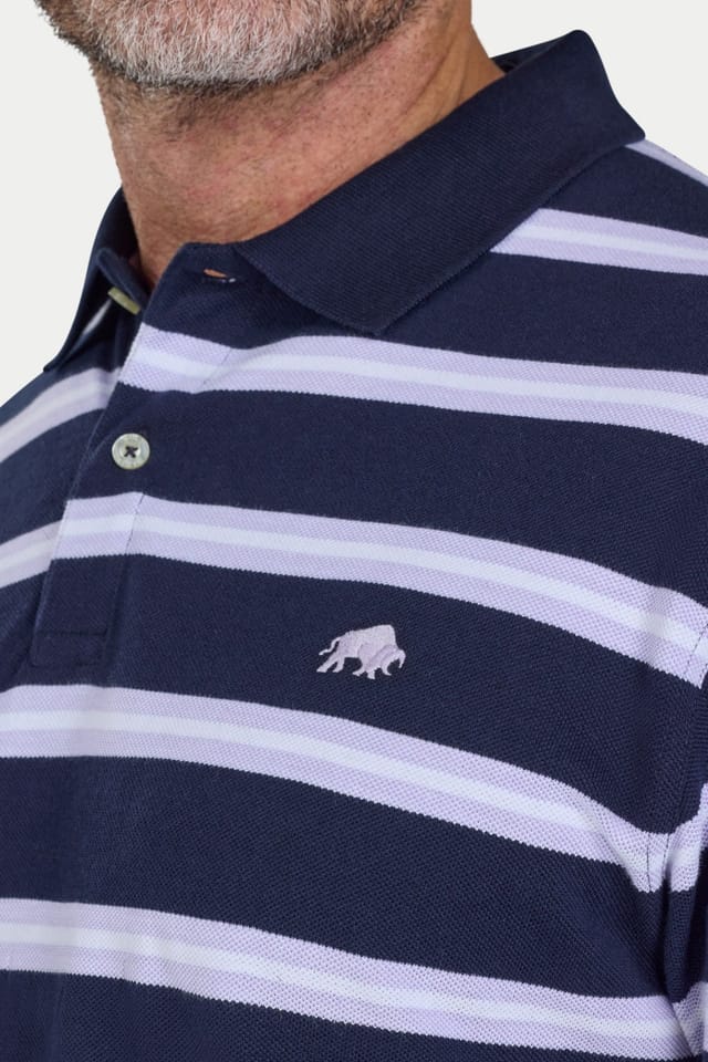 raging bull Raging Bull Men's Trio Stripe Birdseye Pique Polo in Navy - 3
