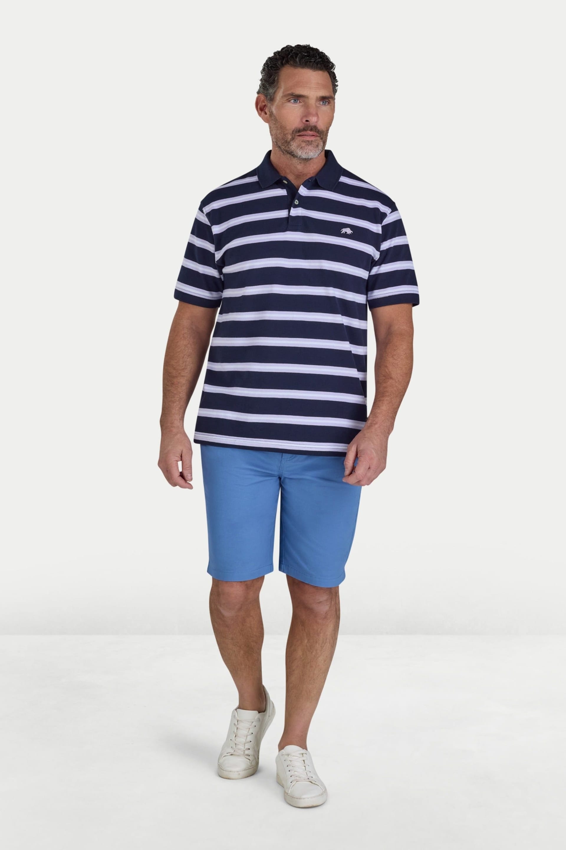 raging bull Raging Bull Men's Trio Stripe Birdseye Pique Polo in Navy - 4