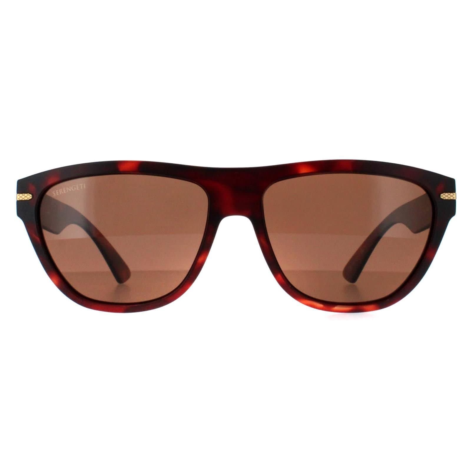 Serengeti Serengeti Men's Cat Eye Matte Red Tortoise Mineral Drivers Polarized Pancho in Brown