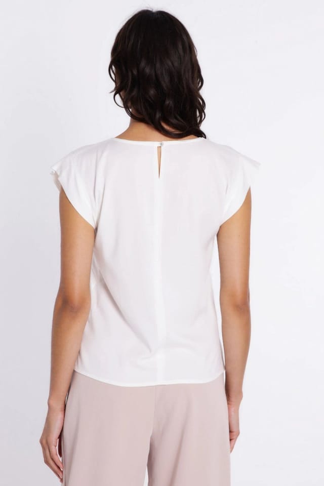 Love Lace Love Lace Women's Classic Regular Viscose Blouse Round Neck in White - 3