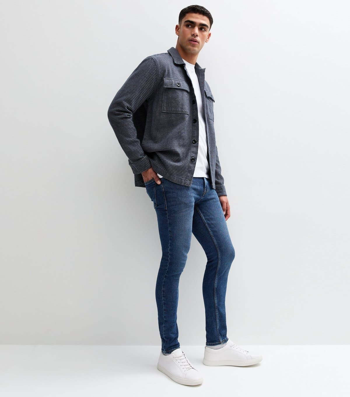 New Look Men's Blue Mid Wash Skinny Stretch Jeans New Look