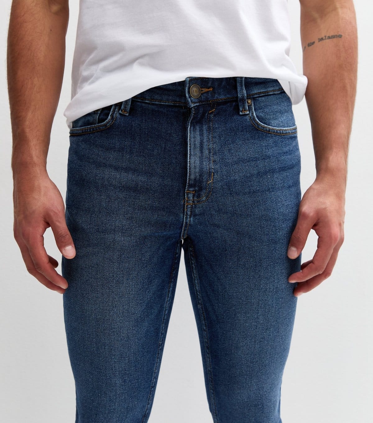 New Look Men's Blue Mid Wash Skinny Stretch Jeans New Look - 4