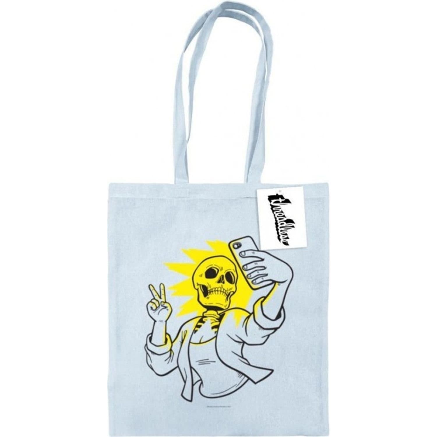 Benjimoji Benjimoji Men's Skeletal Selfie Tote Bag in Light Blue