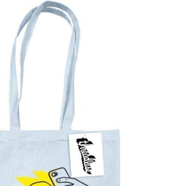 Benjimoji Benjimoji Men's Skeletal Selfie Tote Bag in Light Blue - 2