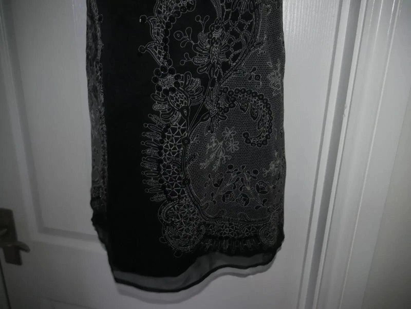 Oasis Oasis Silk Dress Beaded Black Grey Sequin Evening Party Cocktail Ladies Size 10 - 1