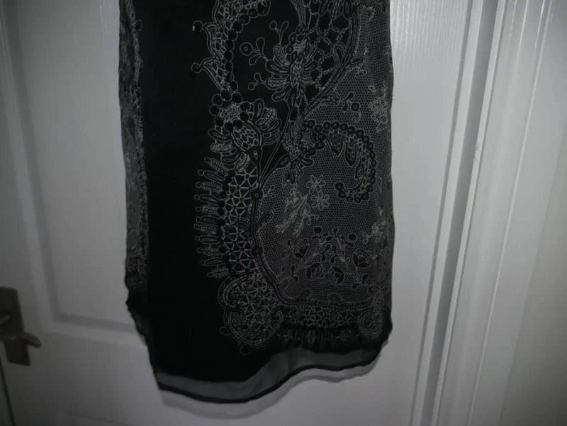 Oasis Oasis Silk Dress Beaded Black Grey Sequin Evening Party Cocktail Ladies Size 10