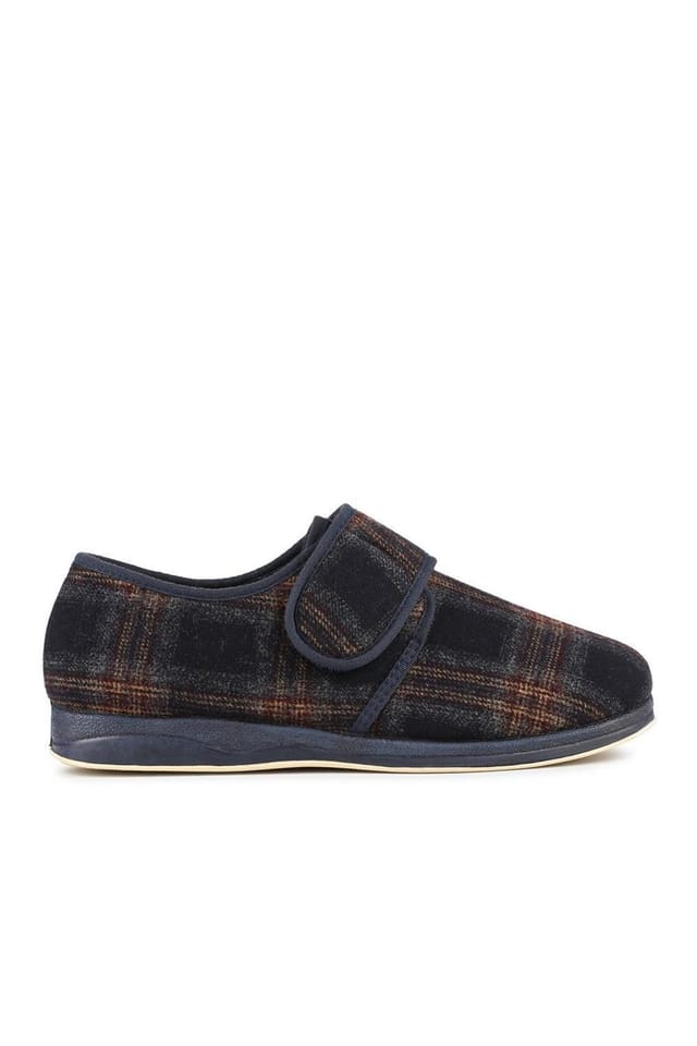 Pavers Pavers Men's Wide Fit Wool Slippers in Navy - 2