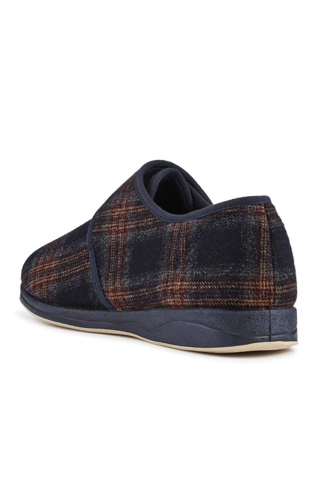 Pavers Pavers Men's Wide Fit Wool Slippers in Navy - 3