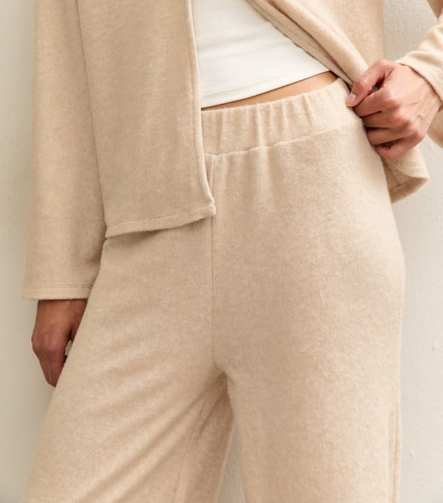 New Look Women's Cream Soft Touch Wide Leg Brushed Trousers New Look - 2